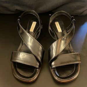 RARE - Marc Jacobs Black Leather Sandals with Lucite Gem Heels in Mint Condition